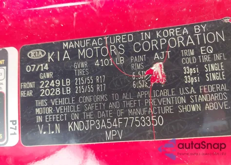 2015 Kia Soul + z USA, uszkodzony, nr VIN KNDJP3A54F7753350